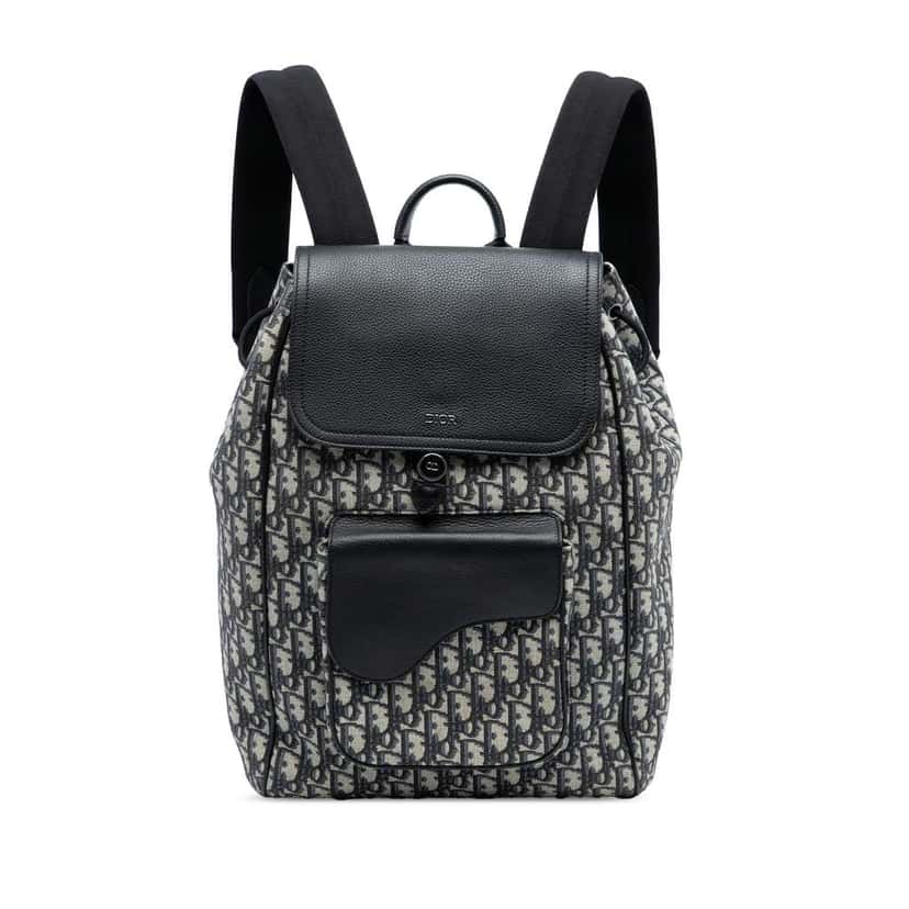 Dior Oblique Canvas Saddle Backpack Blue Canvas Very good condition - Front View