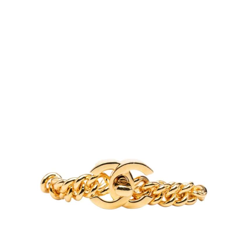 Chanel CC Gold Plated Turn Lock Bracelet Gold Metal Good condition - Front View