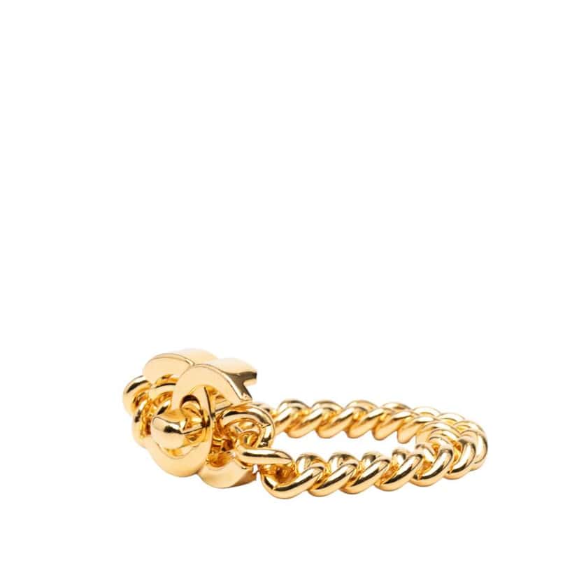 Chanel CC Gold Plated Turn Lock Bracelet Gold Metal Good condition - Back View