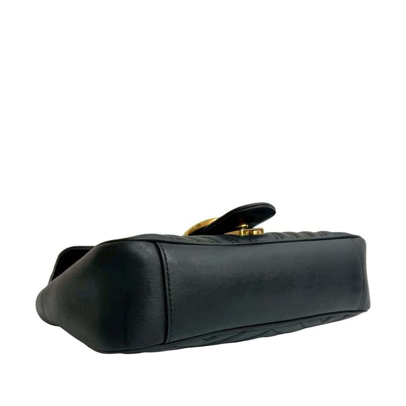 Gucci Medium GG Marmont Matelasse Leather Shoulder Bag Black Leather Good condition - Box View