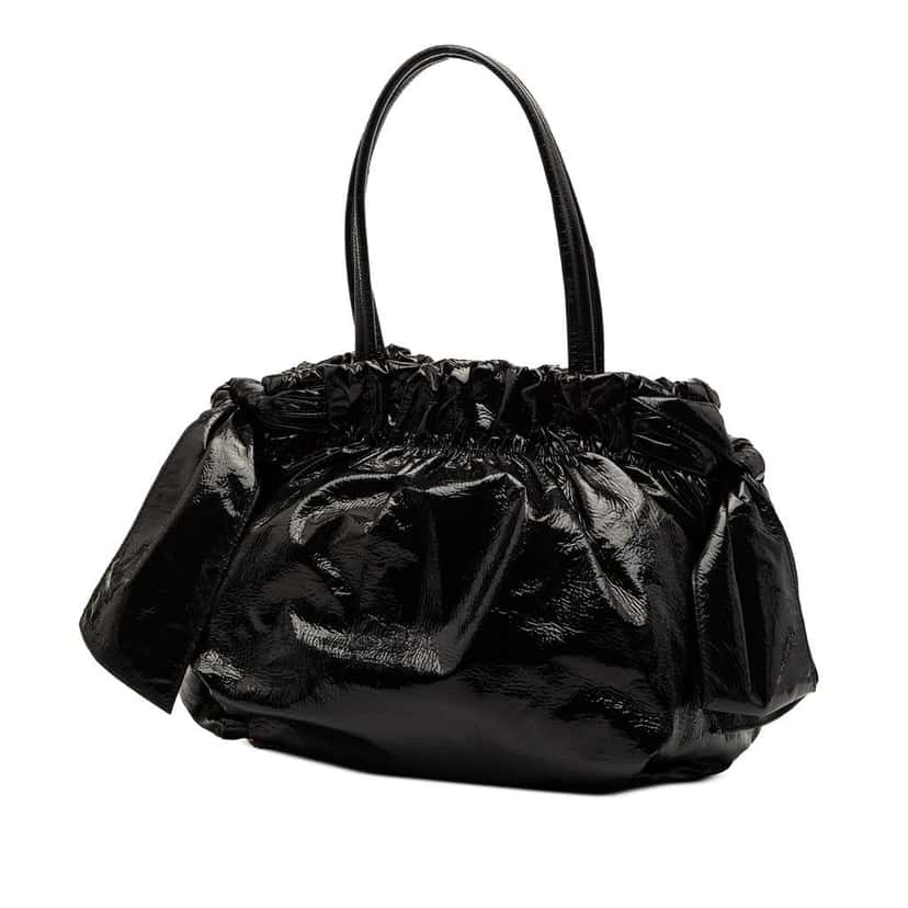 Prada Vernice Gaufre Bow Satchel Black Leather Good condition - Back View