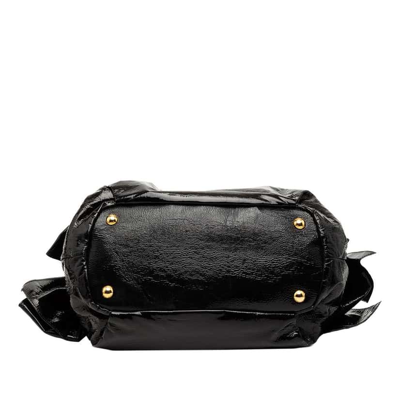 Prada Vernice Gaufre Bow Satchel Black Leather Good condition - Inside View