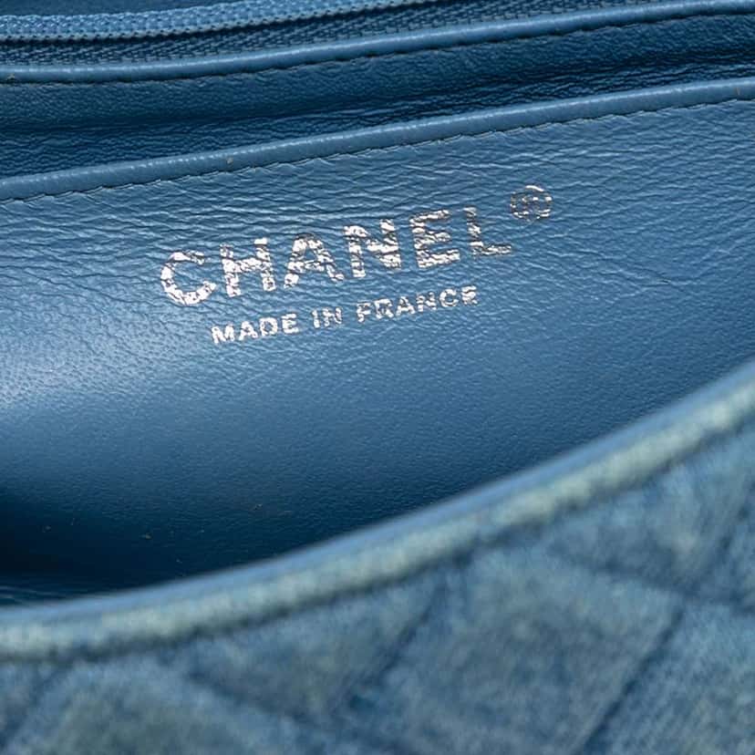 Chanel Mini Rectangular Classic Denim Braided Single Flap Blue Denim Good condition - Box View