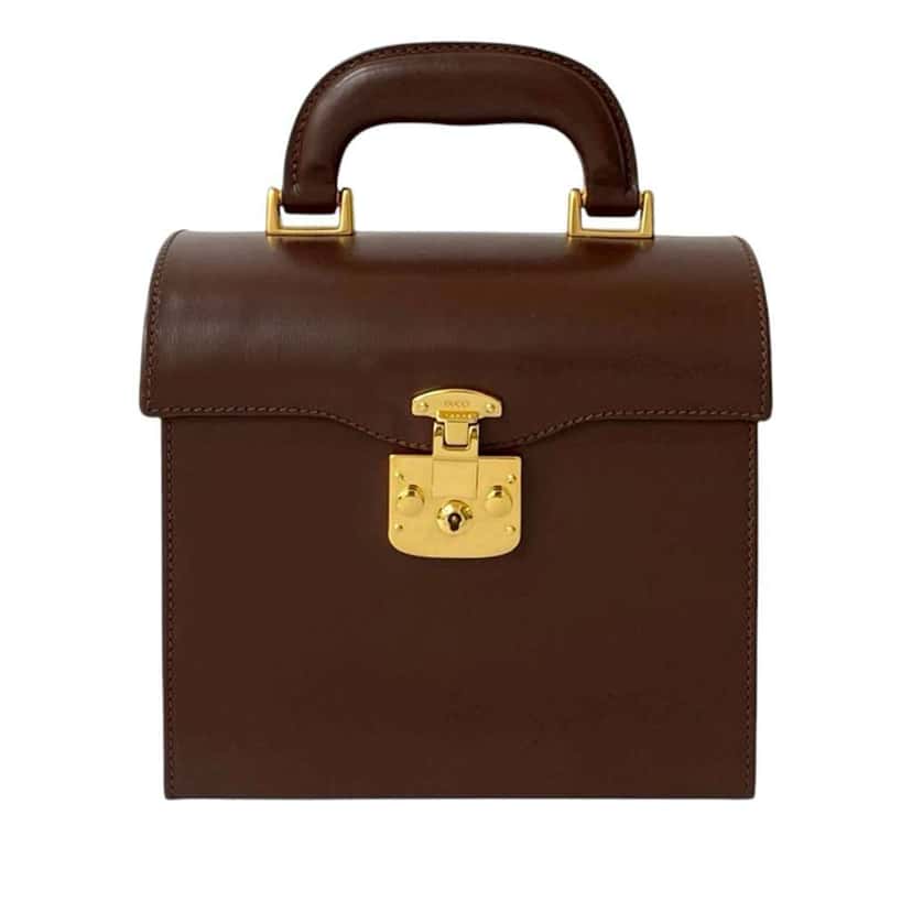 Gucci Leather Lady Lock Handbag Brown Leather Good condition - Front View