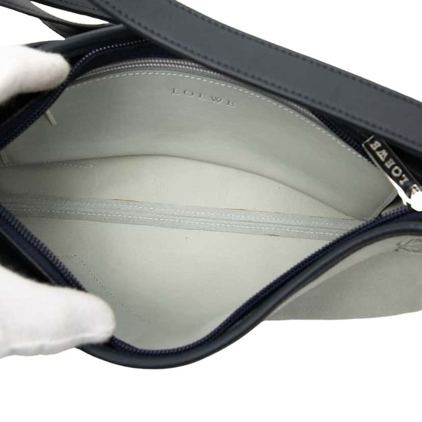 Loewe Suede Anagram Switching Shoulder Bag Grey Leather Very good condition - Model View