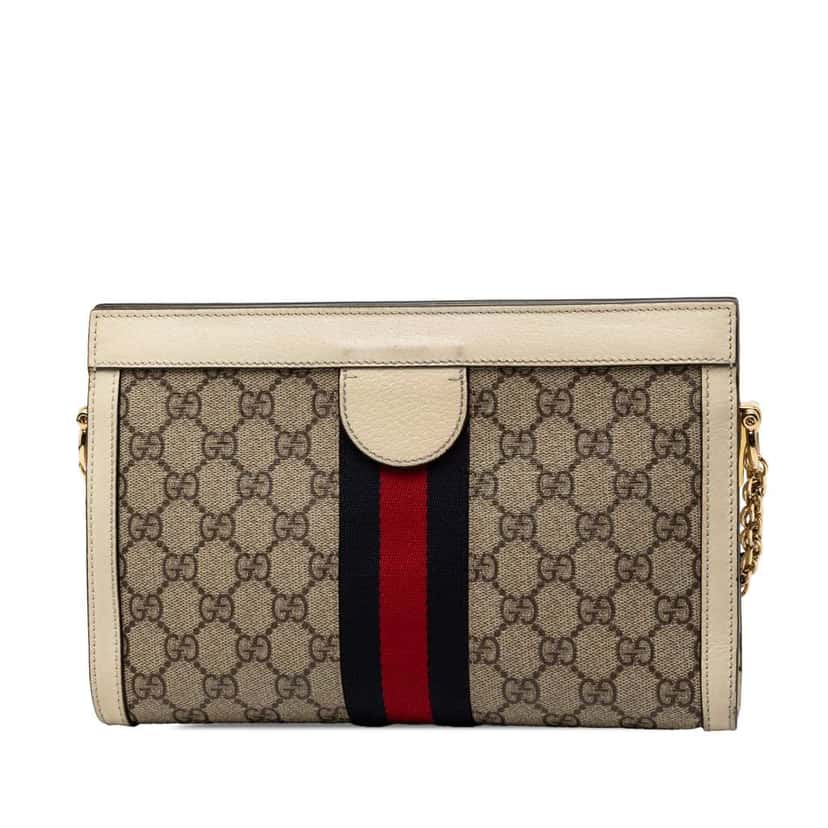 Gucci Small GG Supreme Web Ophidia Chain Crossbody Brown Canvas Good condition - Back View