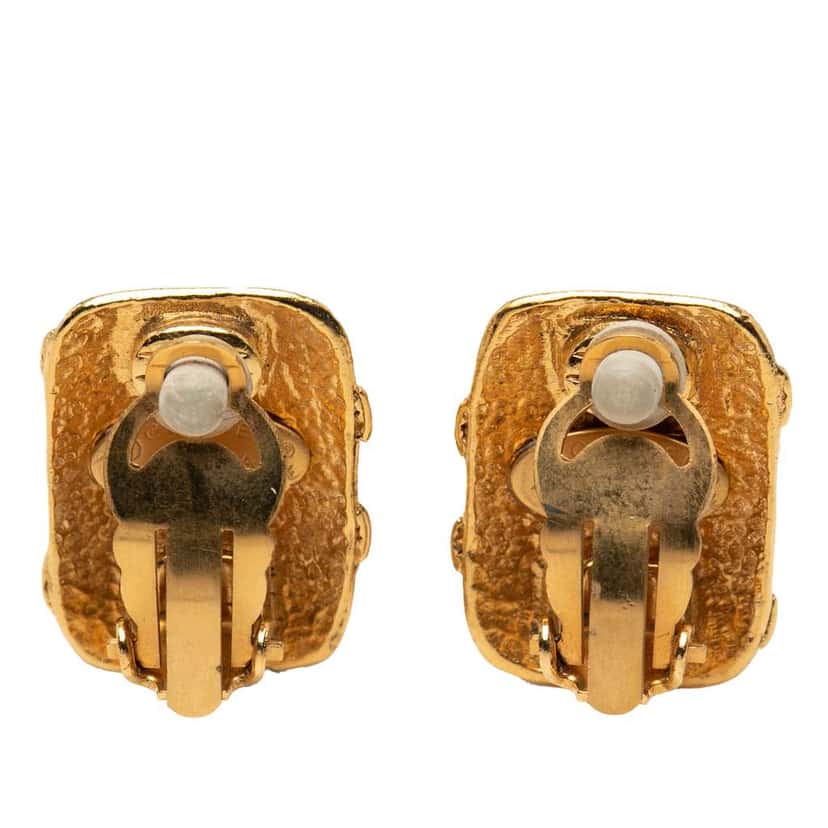 Chanel CC Gold Plated Clip On Earrings Gold Metal Good condition - Back View