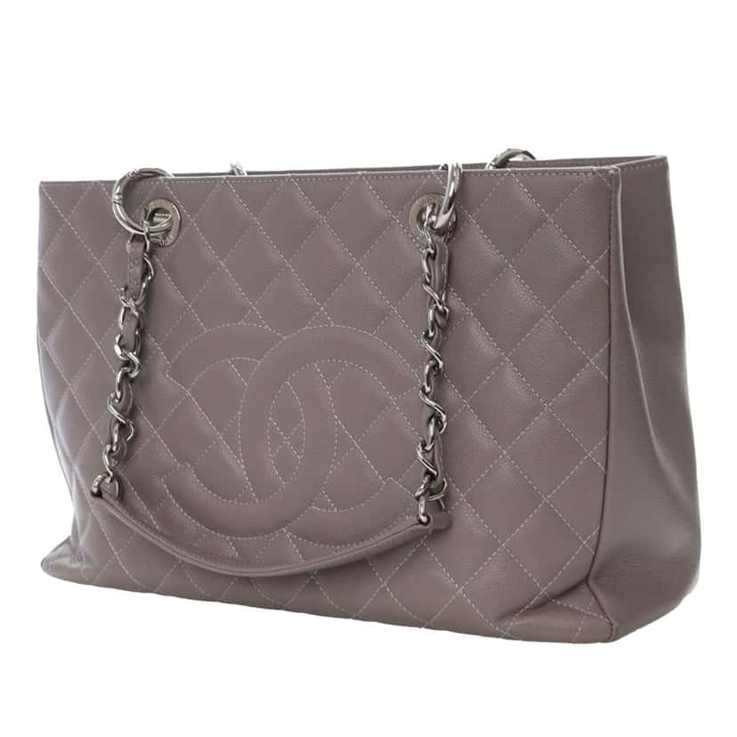 Chanel Caviar Grand Shopping Tote Grey Leather Good condition - Inside View