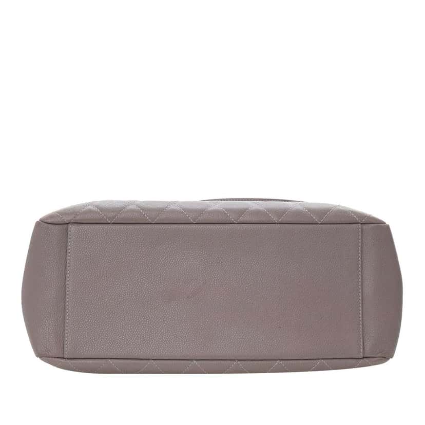 Chanel Caviar Grand Shopping Tote Grey Leather Good condition - Box View