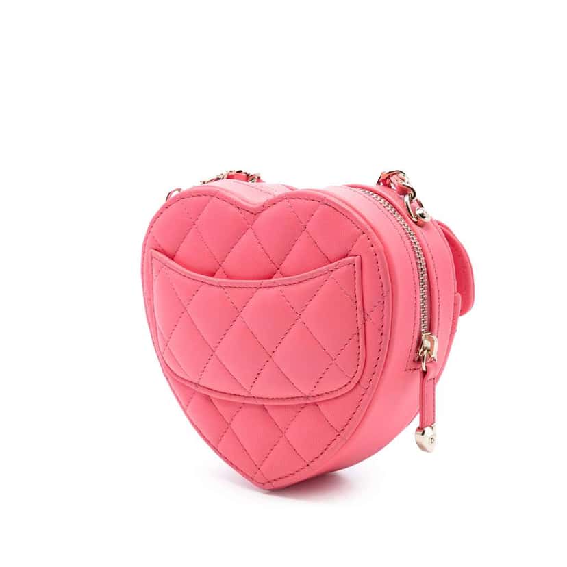 Chanel Mini Lambskin CC in Love Heart Crossbody Pink Leather Very good condition - Back View