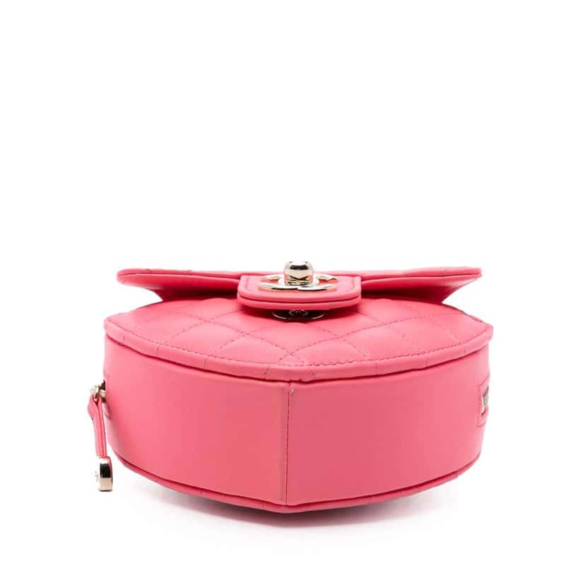 Chanel Mini Lambskin CC in Love Heart Crossbody Pink Leather Very good condition - Inside View