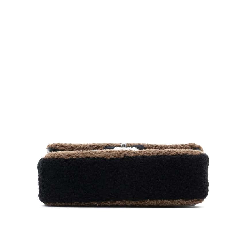 Chanel Medium Classic Tricolor Shearling Double Flap Black Very good condition - Inside View