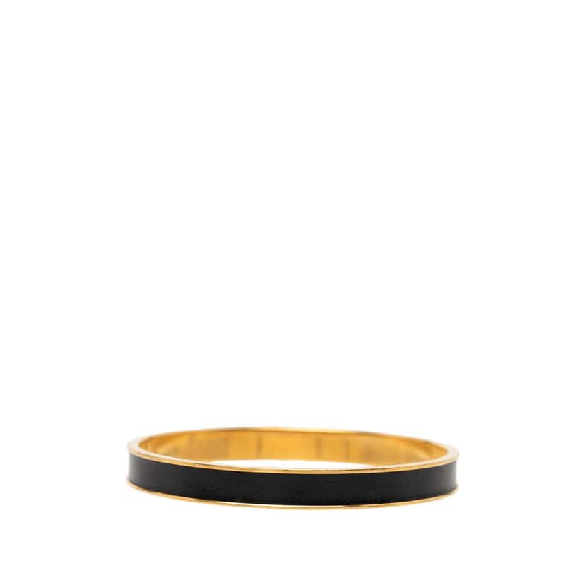 Hermès Leather Kelly Cadena Lock Bangle Bracelet Black Leather Good condition - Inside View