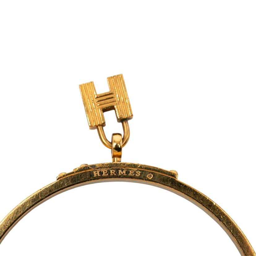 Hermès Leather Kelly Cadena Lock Bangle Bracelet Black Leather Good condition - Model View