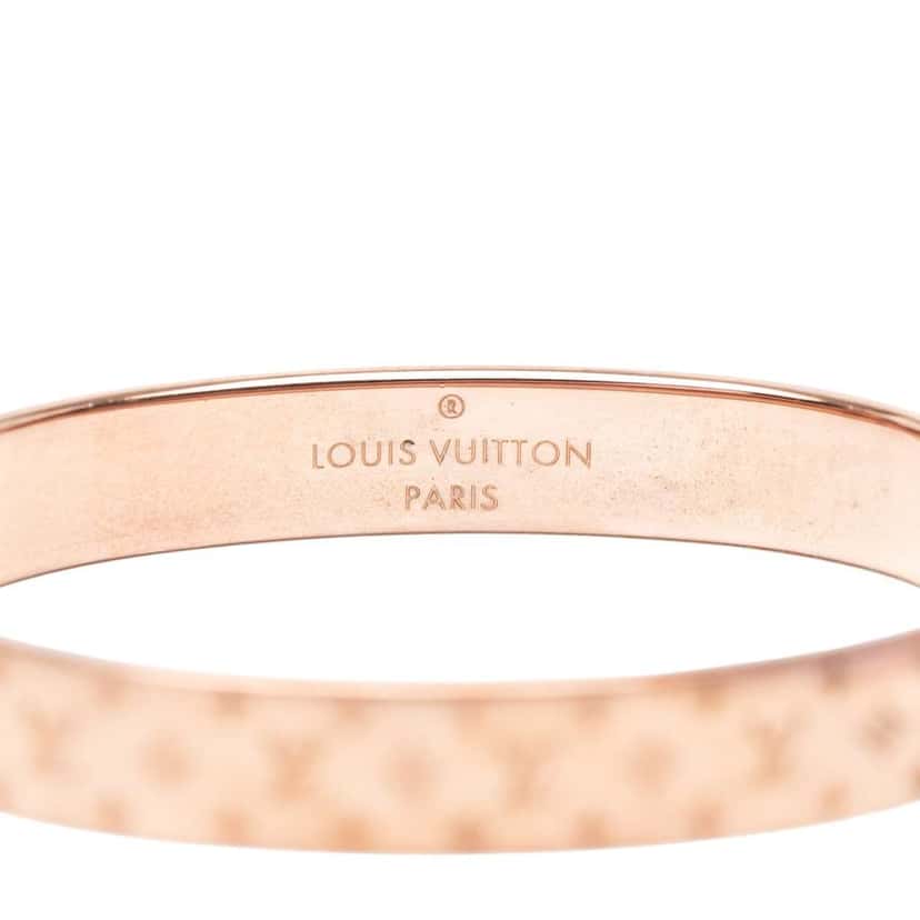 Louis Vuitton Rose Gold Plated Nanogram Cuff Bracelet S Pink Rose Gold Good condition - Model View