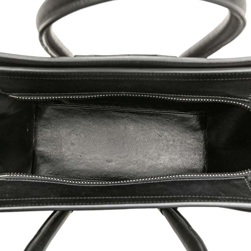 Celine Micro Bicolor Leather Trimmed Canvas Luggage Tote Brown Canvas Good condition - Model View