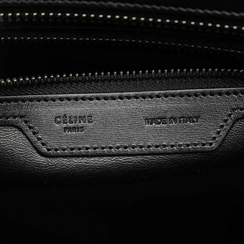 Celine Micro Bicolor Leather Trimmed Canvas Luggage Tote Brown Canvas Good condition - Box View