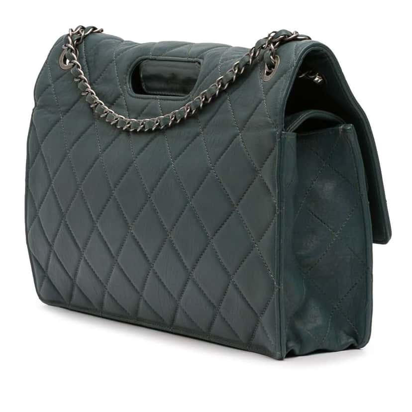Chanel Paris Byzance Maxi Washed Lambskin Take Away Flap Blue Leather Good condition - Back View