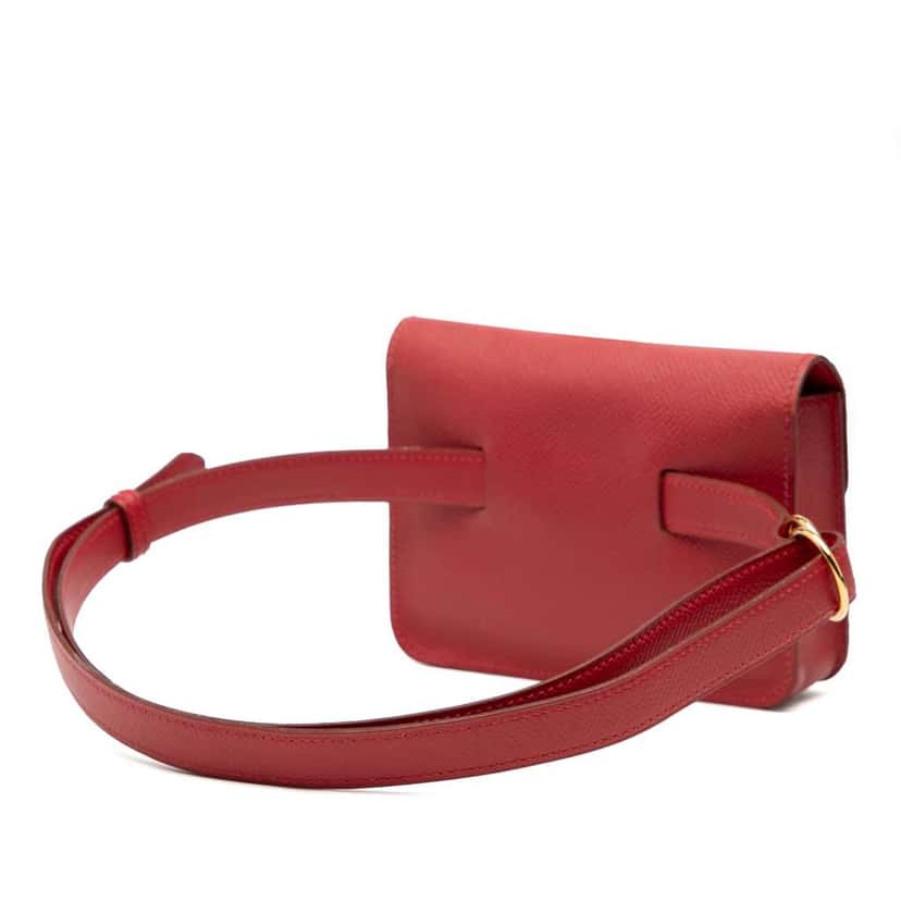 Hermès Courchevel Pochette Bum Bag Red Leather Good condition - Back View
