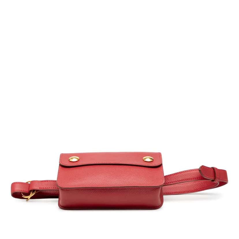 Hermès Courchevel Pochette Bum Bag Red Leather Good condition - Inside View