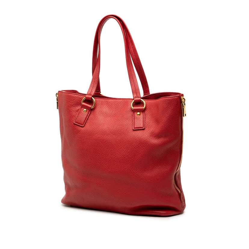 Prada Vitello Daino Side Zip Tote Red Leather Very good condition - Back View