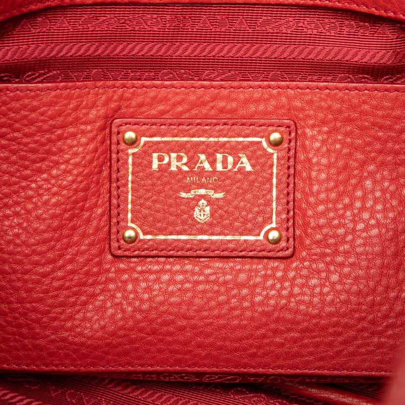 Prada Vitello Daino Side Zip Tote Red Leather Very good condition - Box View