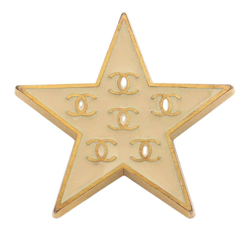 Chanel CC Gold Plated Enamel Star Brooch Gold Metal Good condition - Front View