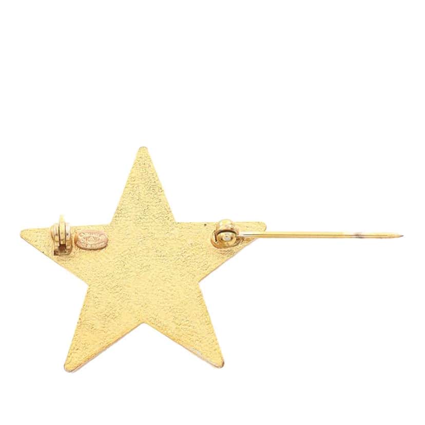 Chanel CC Gold Plated Enamel Star Brooch Gold Metal Good condition - Back View