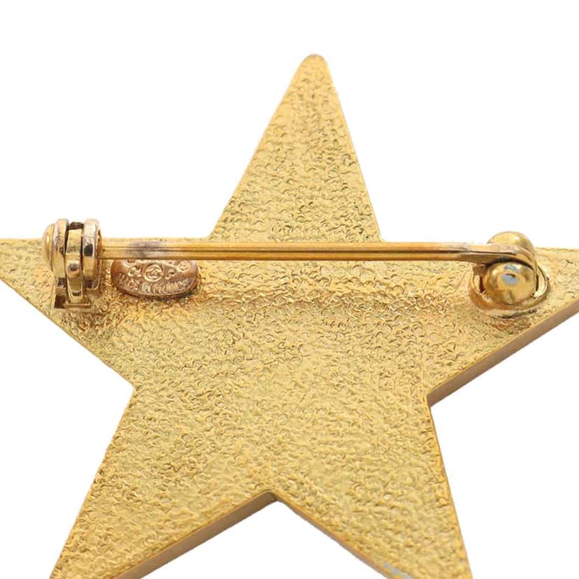 Chanel CC Gold Plated Enamel Star Brooch Gold Metal Good condition - Inside View