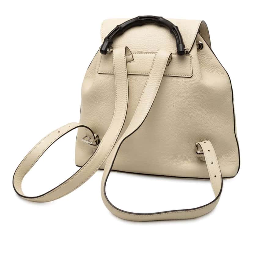 Gucci Leather Bamboo Tassel Backpack White Leather Very good condition - Back View