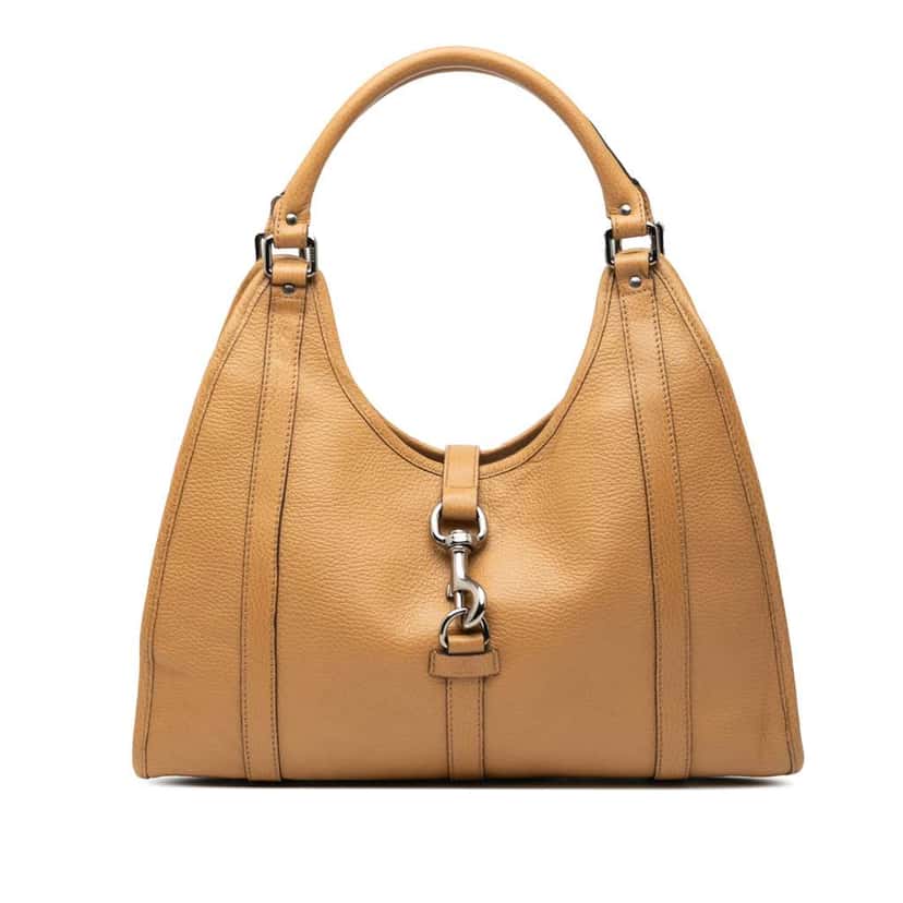 Gucci Calfskin Jackie Bardot Shoulder bag Brown Leather Good condition - Front View