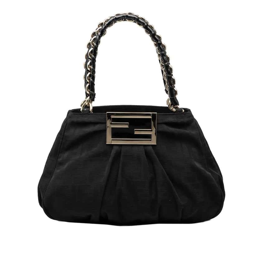 Fendi Small Zucca Canvas Mia Chain Tote Black Canvas Good condition - Front View