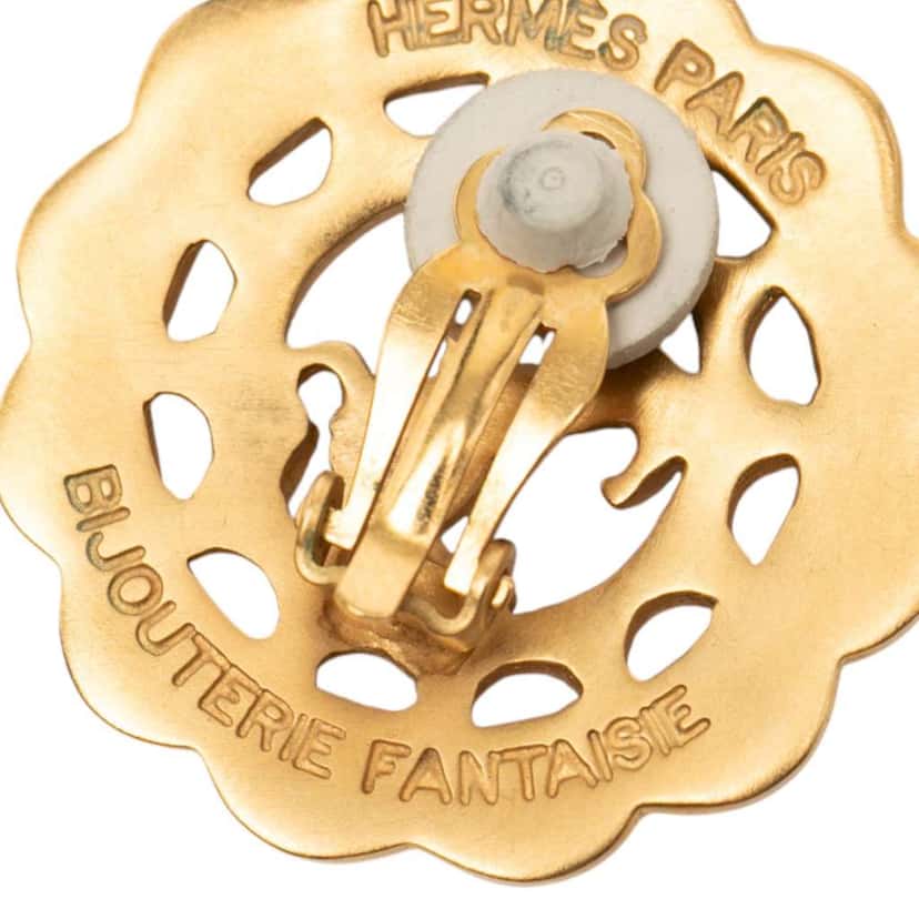 Hermès Gold Plated Bijouterie Fantaisie Horse Clip On Earrings Gold Metal Good condition - Model View