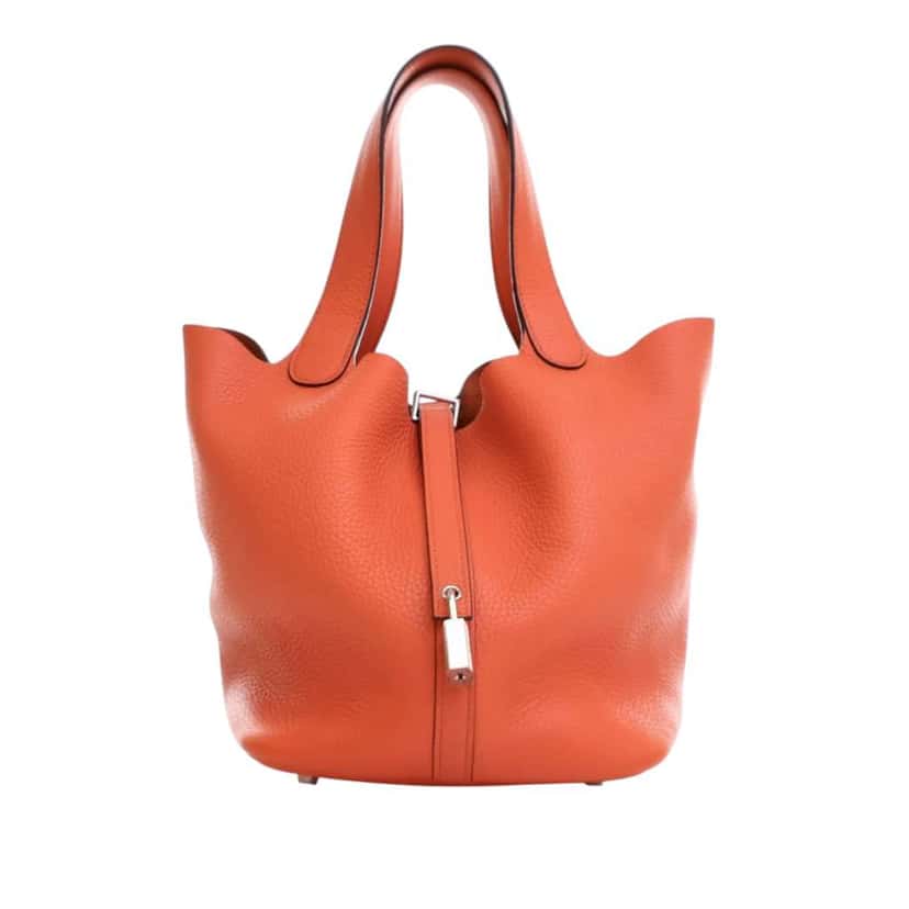 Hermès Clemence Picotin Lock 22 Orange Leather Good condition - Front View