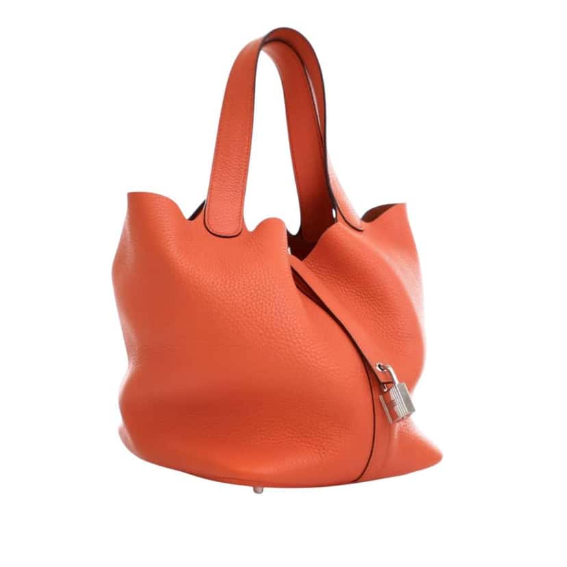 Hermès Clemence Picotin Lock 22 Orange Leather Good condition - Back View