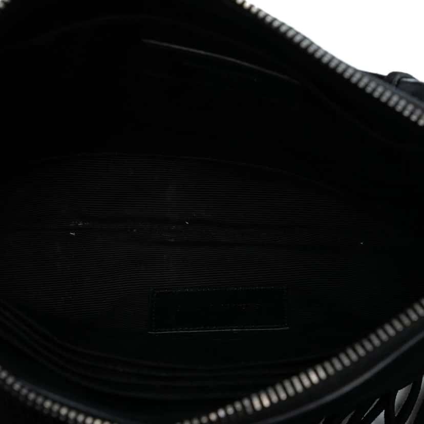 Saint Laurent Suede Monogram Fringe Crossbody Black Leather Good condition - Model View