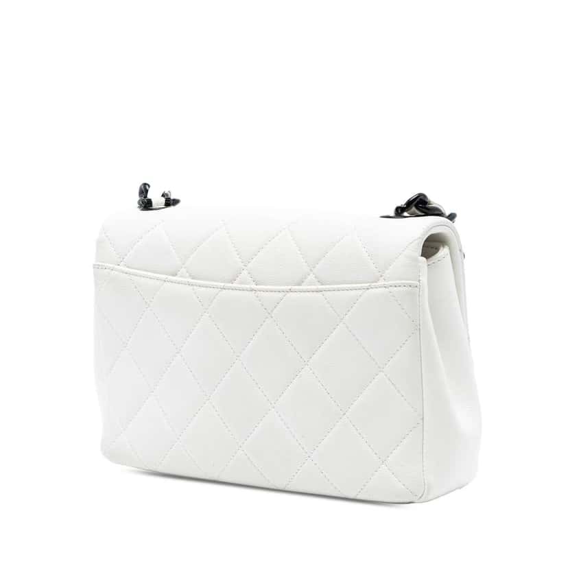 Chanel Small Quilted Caviar My Everything Flap White Leather Good condition - Back View