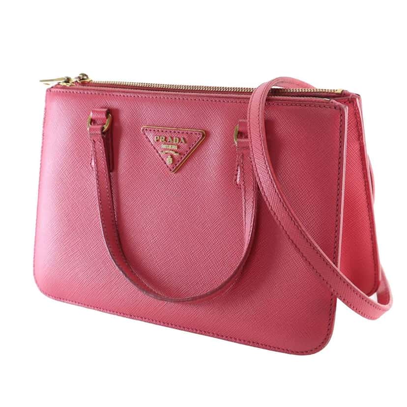 Prada Mini Saffiano Lux Galleria Double Zip Satchel Pink Leather Good condition - Inside View