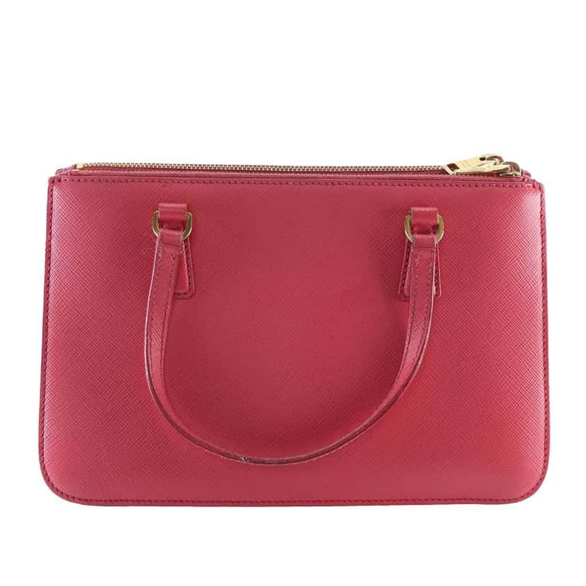 Prada Mini Saffiano Lux Galleria Double Zip Satchel Pink Leather Good condition - Model View