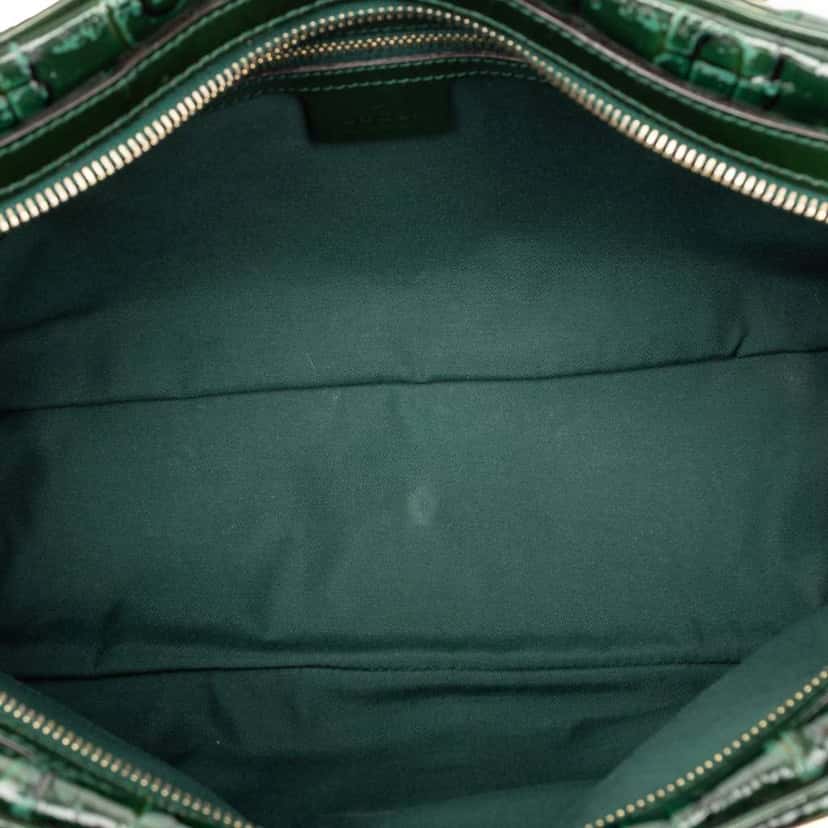 Gucci Patent Horsebit Glam Shoulder Bag Green Leather Good condition - Model View