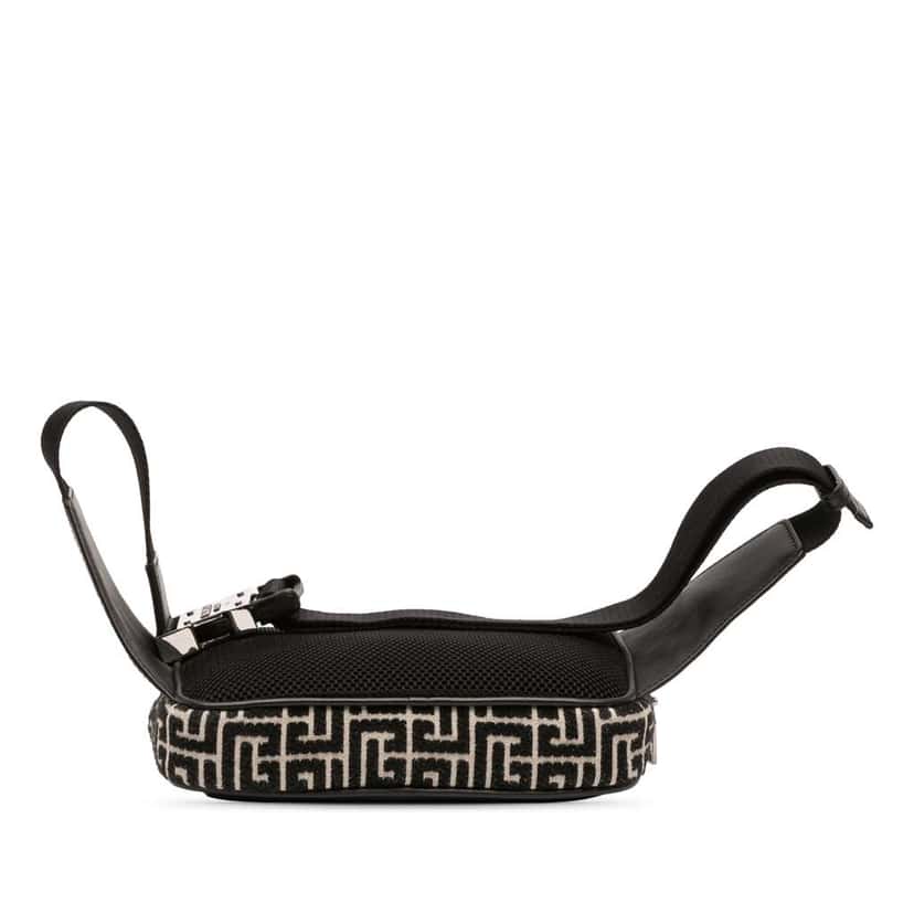 Balmain Monogram Leather Trimmed Jacquard Belt Bag Black Jacquard Good condition - Inside View