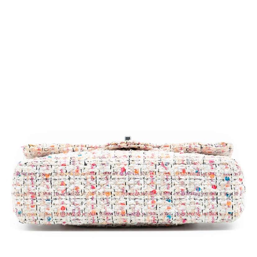 Chanel Medium Classic Tweed Double Flap White Tweed Good condition - Inside View