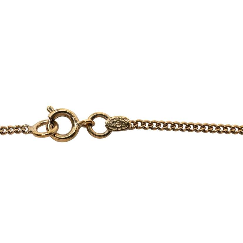 Chanel Gold Plated CC Crystals Pendant Necklace Gold Metal Good condition - Inside View