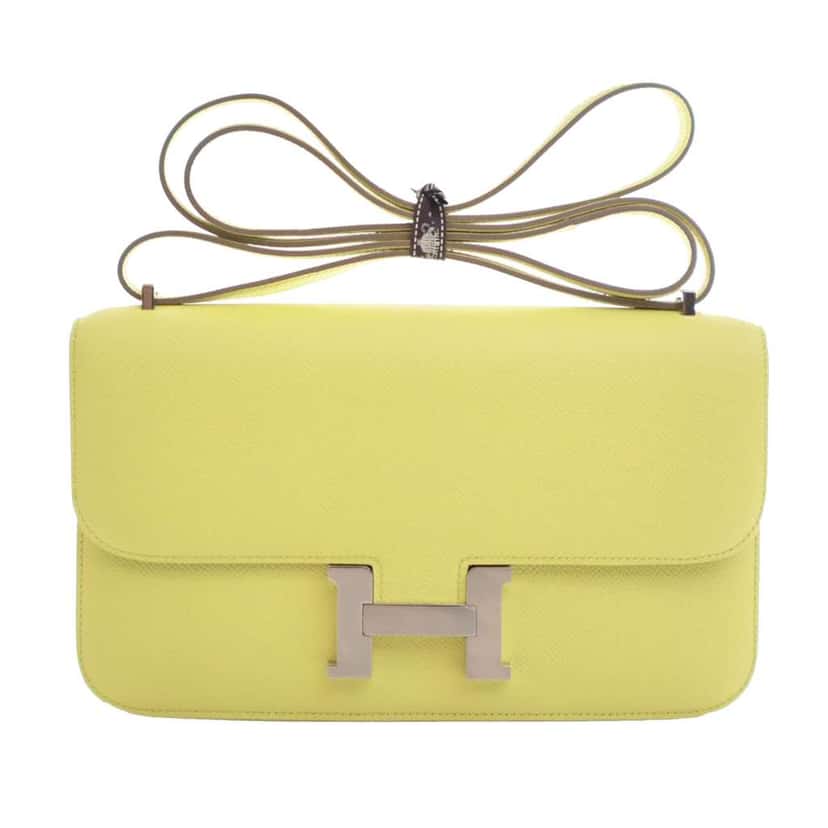Hermès Epsom Constance Elan 25 Yellow Leather Good condition - Front View