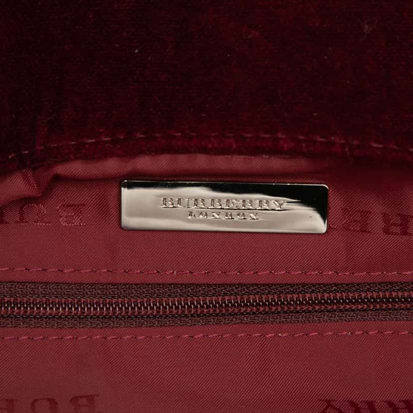 Burberry Velvet Trimmed House Check Canvas Tote Brown Canvas Good condition - Box View