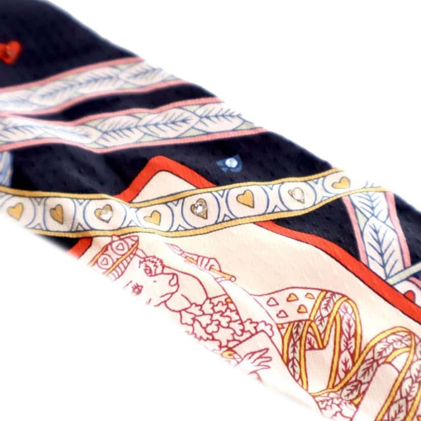 Hermès Dame De Coeur Silk Twilly Scarf Blue Silk Good condition - Box View