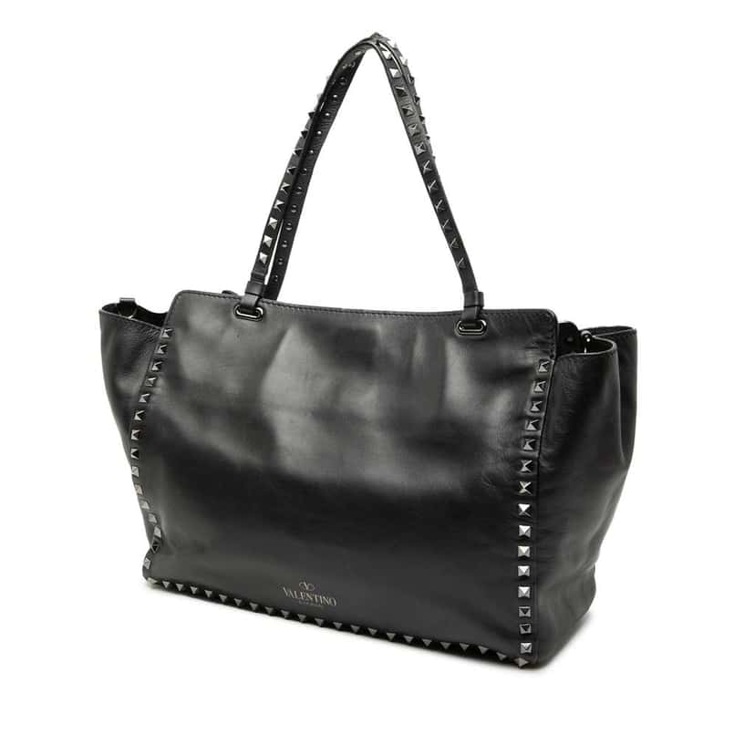 Valentino Medium Leather Rockstud Trapeze Satchel Black Leather Good condition - Back View