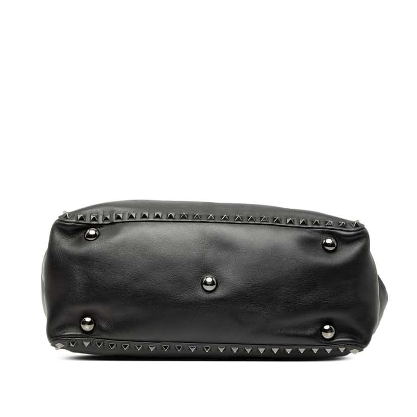 Valentino Medium Leather Rockstud Trapeze Satchel Black Leather Good condition - Inside View