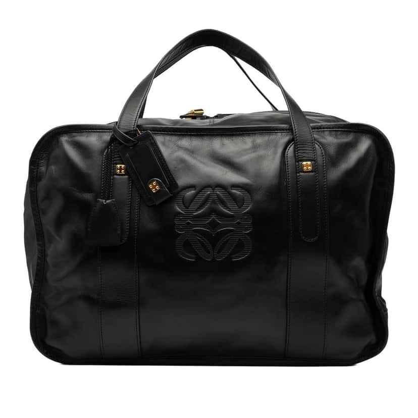 Loewe Lambskin Anagram Handbag Black Leather Good condition - Front View
