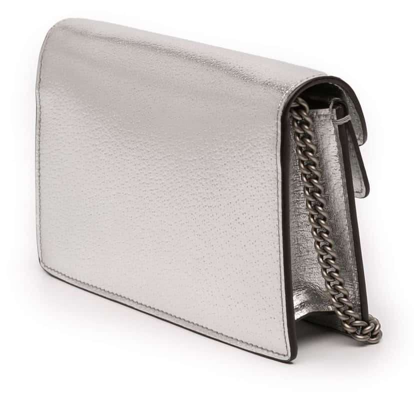 Gucci Mini Leather Dionysus Crossbody Silver Leather Good condition - Back View